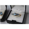 Image 3 : Pear Shaped Glass Blue Topaz - Ring & Earring Set - (14K Gold Plated - Size 7 ring)