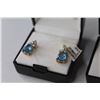 Image 2 : Pear Shaped Glass Blue Topaz - Ring & Earring Set - (14K Gold Plated - Size 7 ring)
