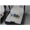 Image 3 : Pear Shaped Glass Blue Topaz - Ring & Earring Set - (14K Gold Plated - Size 7 ring)