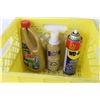 Image 2 : Plastic Crate - Butane Gas - Cleaning Products - WD-40 - Henry Blue Skin - Some Partial Containers (