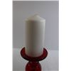 Image 2 : (2) Red Candleholders with Candles
