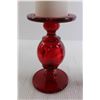 Image 3 : (2) Red Candleholders with Candles