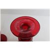 Image 4 : (2) Red Candleholders with Candles