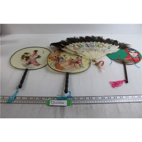 (4) Asian-Inspired Fans - (1) Fan has Broken Piece