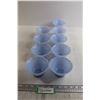 Image 1 : (9) Pyrex Blue Delphite Pie Crust Footed Custard Dishes