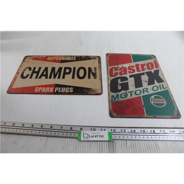 Champion and Castrol Signs - 8" x 12"