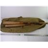 Image 1 : Vintage Baseball Bat Bag and (2) Wooden Bats