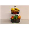 Image 1 : * Large Heavy 2-Tiered Fruit Basket Centerpiece Display - With Glass Fruit