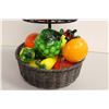 Image 3 : * Large Heavy 2-Tiered Fruit Basket Centerpiece Display - With Glass Fruit