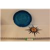 Image 1 : (2) Large MCM Celeste Blue 10" Ashtray & Metal Star Indoor Thermometer