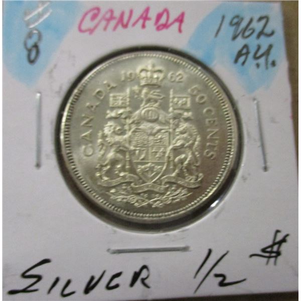 1962 AU CANADA SILVER HALF DOLLAR