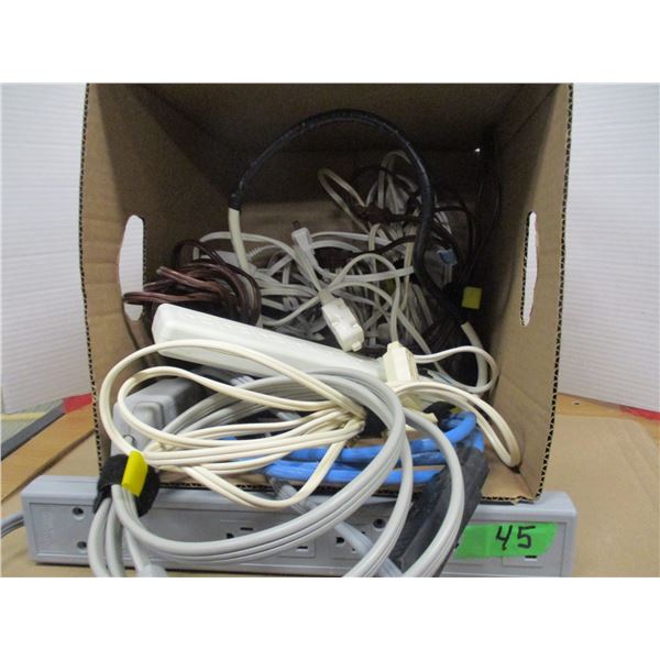 ESTATE:  BOX C/W ASSORTED EXTENSION CORDS