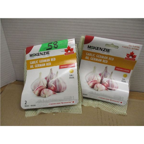 SHELF PULLS (AS IS):  2 - 2 BULB PACK OF GERMAN RED VEGETABLE GARLIC