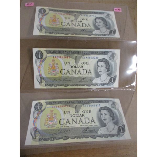 1973 STOCK SHEET LAST OF CANADA $1 BILLS