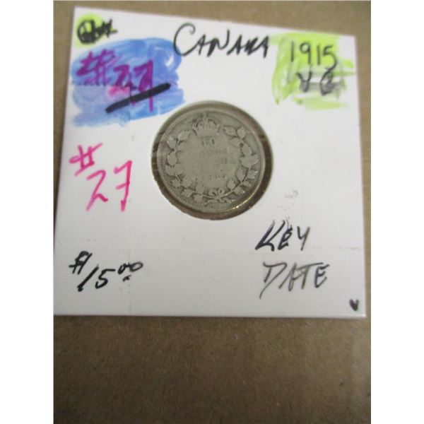 1915 KEY DATE SILVER DIME