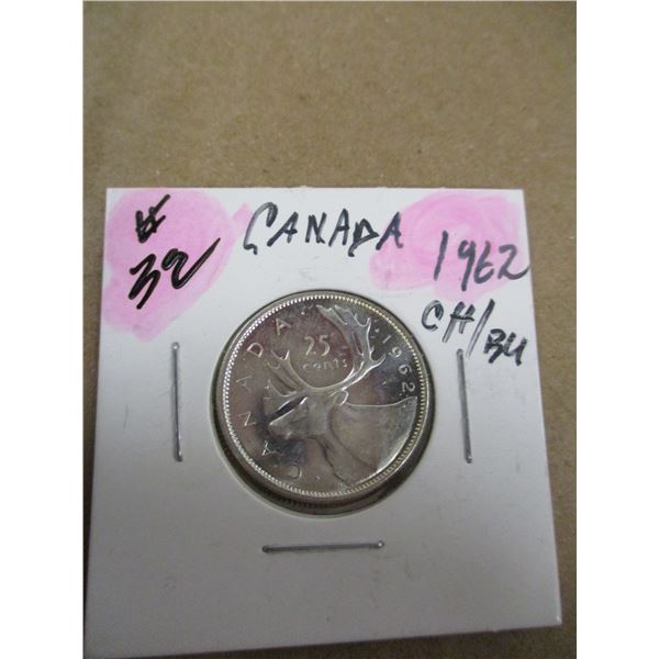 1962 CH/BU CANADA SILVER QUARTER
