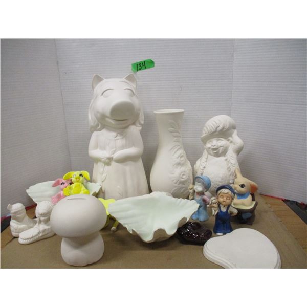 ESTATE:  BOX C/W CERAMIC ORNAMENTS