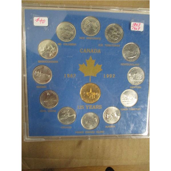 1867 - 1992 PROVINCIAL & DOLLAR 125TH YEAR CANADA COIN SET