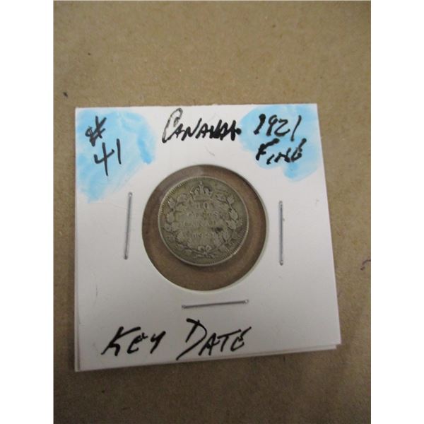 1921 FINE KEY DATE CANADA SILVER DOLLAR