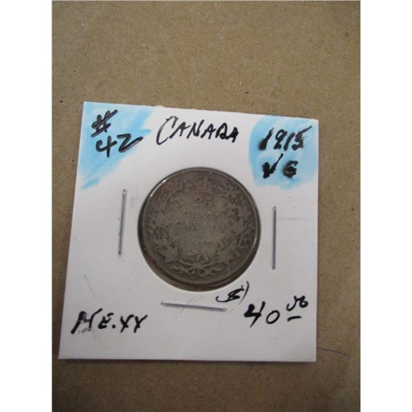 1915 CANADA KING GEORGE V KEY DATE SILVER QUARTER
