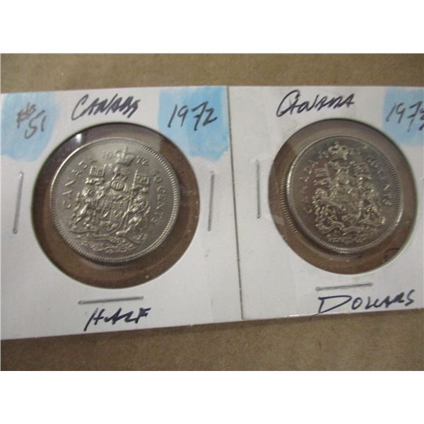 1972 & 1973 CANADA HALF DOLLARS