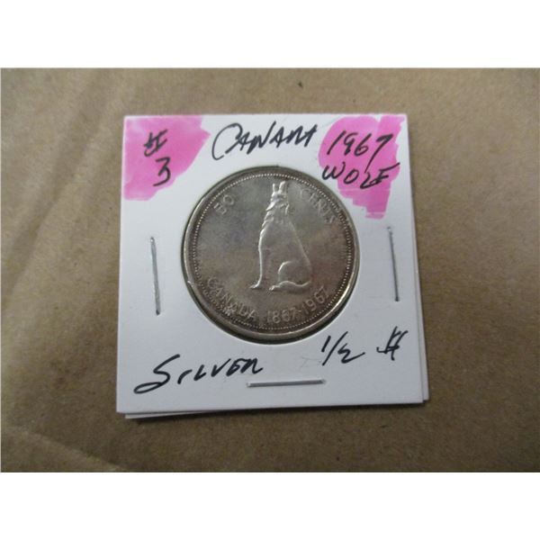 1967 WOLF CANADA SILVER HALF DOLLAR