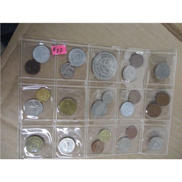 STOCK SHEET OF 24 CANADA & WORLD COLLECTABLE COINS