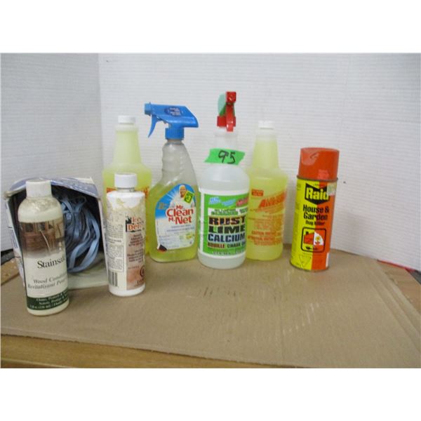 TOTE C/W ASSORTED CLEANING PRODUCTS