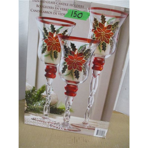 ESTATE:  SET OF GLASS CANDLE HOLDERS