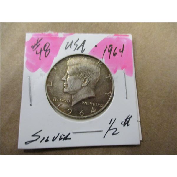 1964 USA KENNEDY SILVER HALF DOLLAR