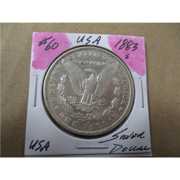 1883 "S" MORGAN USA SILVER DOLLAR