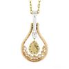 Image 6 : 18K Gold 1.20 ctw White & Yellow Diamond Open Teardrop Dangle Pendant w/ 18" Cha