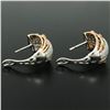 Image 8 : 18k Rose & White Gold 2.62 ctw Pave Set FINE Diamond Omega Domed Cuff Earrings