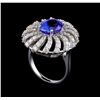 Image 4 : 4.17 ctw Tanzanite and Diamond Ring - 14KT White Gold