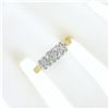 Image 3 : 14k TT Gold 0.55 ctw Round Brilliant Cut Diamond Triple 3 Flower Cluster Band Ri