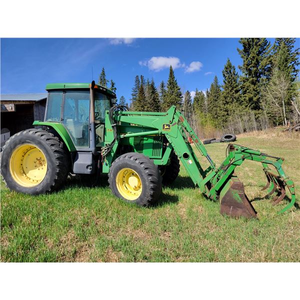 Approx. 1999 JD 7210 FWA Tractor, CAHR, showing 559 hrs, c/w Loader & Grapple, Quad Range, #RW7210RO