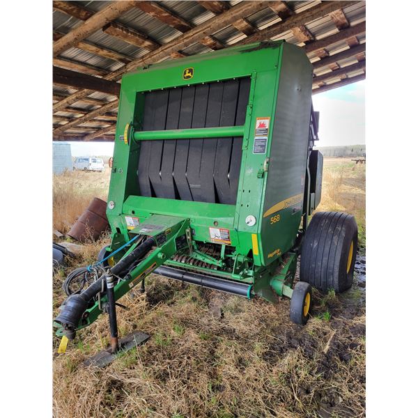 Approx. 2012 JD 568 Round Baler, Mega wide plus, Twine & Net Wrap, 1000 PTO, 3,730 bales, #1E00568XP