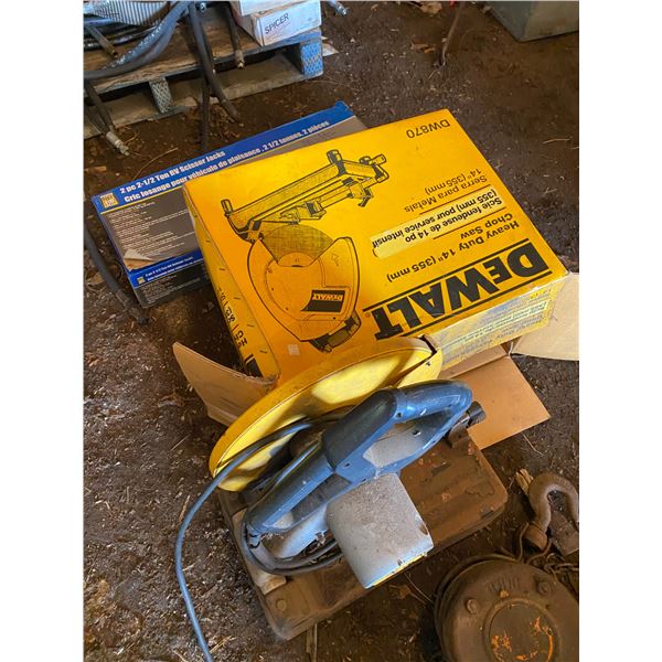 2-scissor jacks and cut off saw
