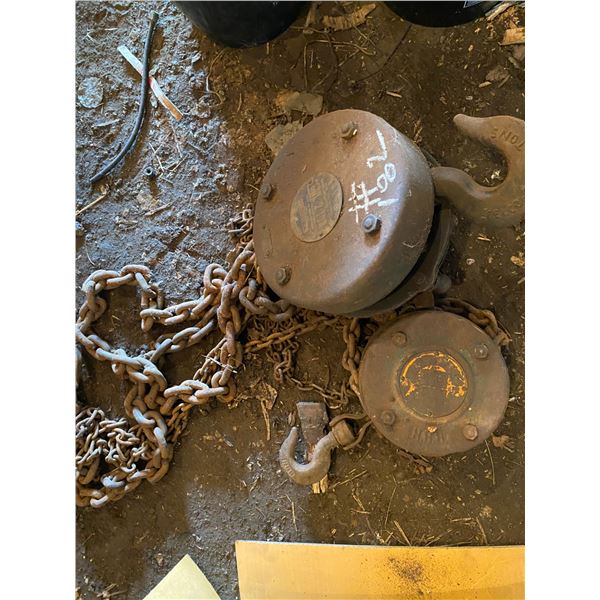 2-old chain hoists 2 & 1 ton