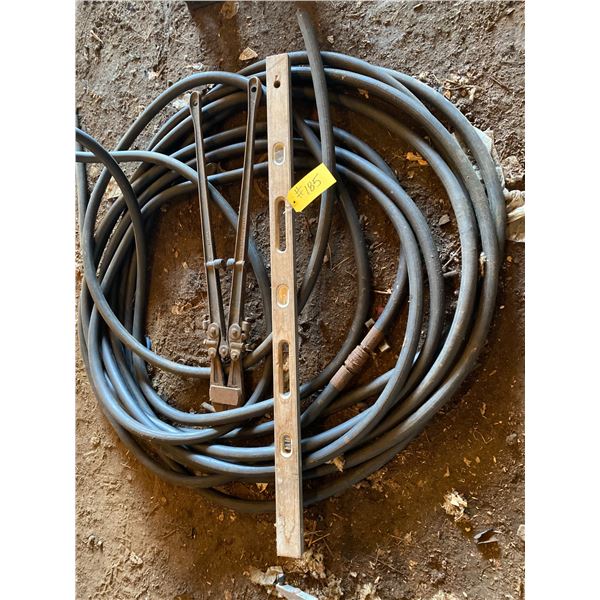 bolt cutter, level and hyd. hose.