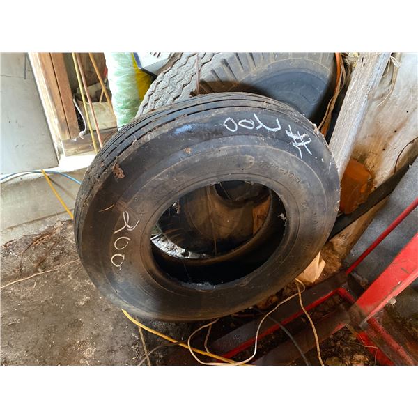 7.50 X 16 Tire, misc. wood, coverage.