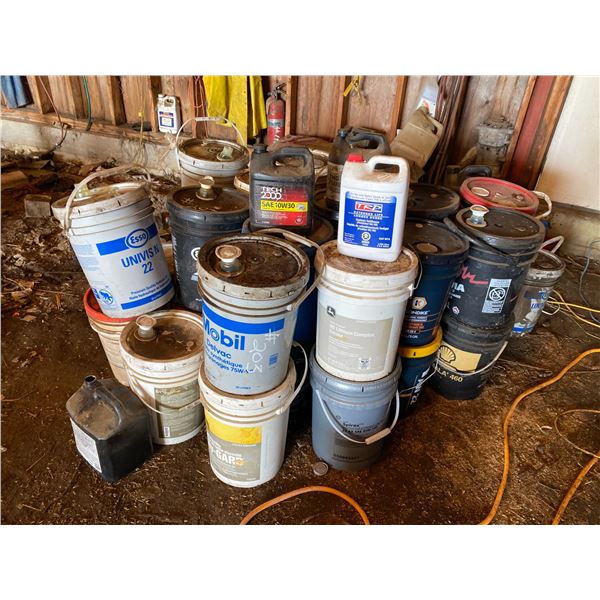 2-steel doors & qty of pails, some with oil.