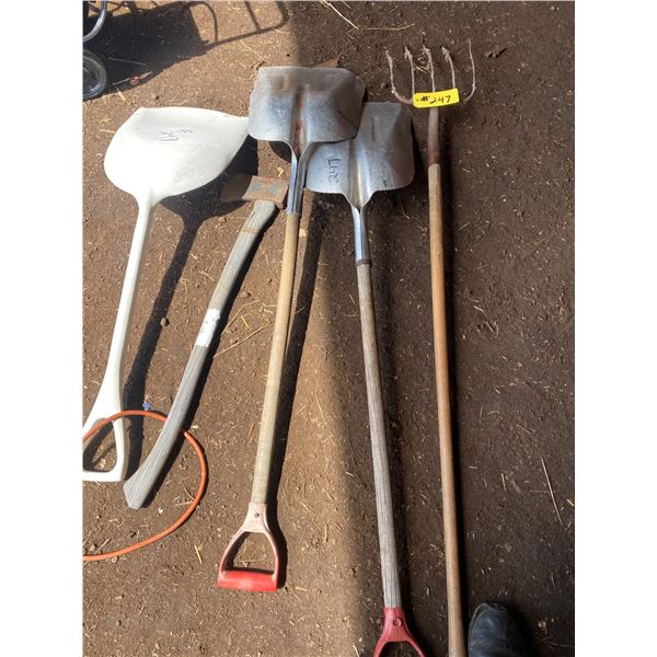 3- Shovels axe, fork