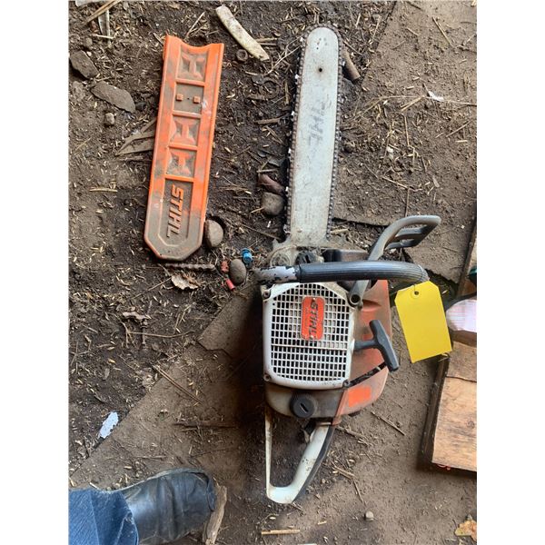Stihl chain saw- turns, old fuel. Beach & Snap-On tool chest c/w contents