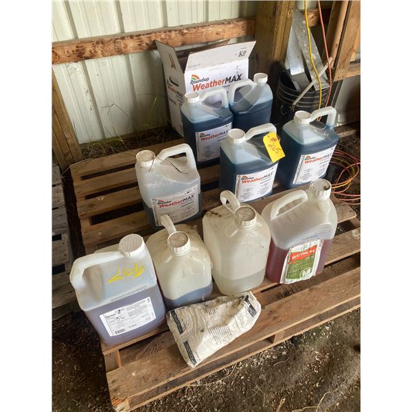 4 & 1/2 Jugs of weathermax, Curtail M, Buctril M & misc. on pallet