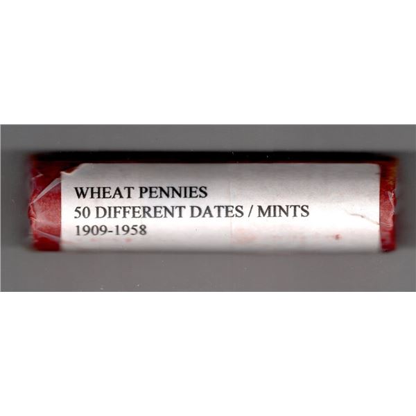 Roll of Wheat Cents 50 Different Dates and Mint Marks