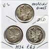 Image 1 : 1936 P, D, S Mercury Dime Set