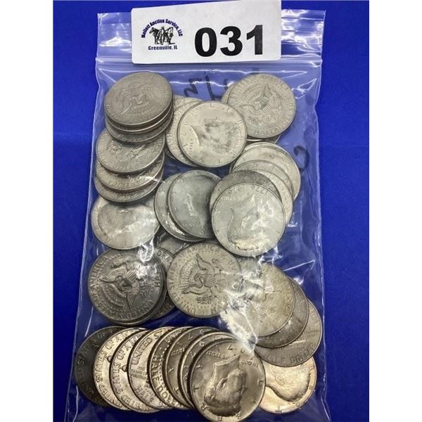 CLAD KENNEDY HALVES (43 COINS)