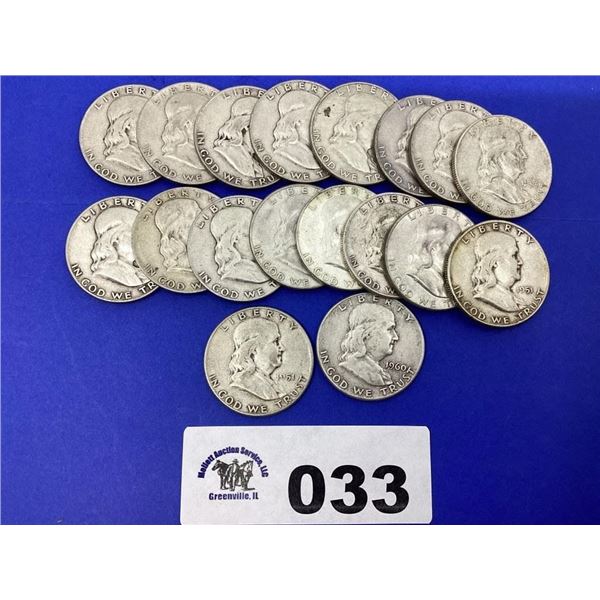 FRANKLIN HALVES (18 COINS)