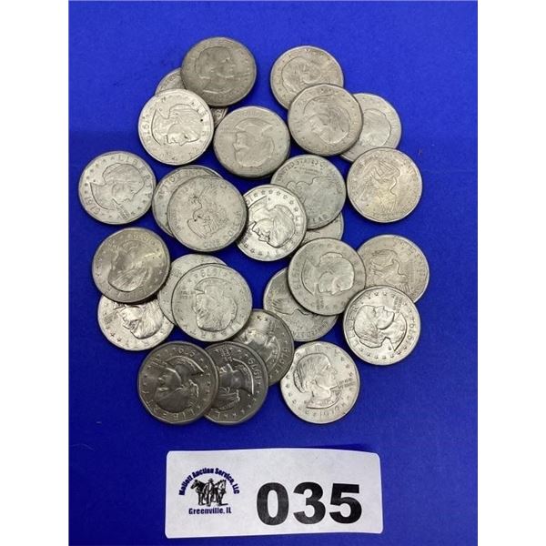 SUSAN B ANTHONY DOLLARS (28 COINS)